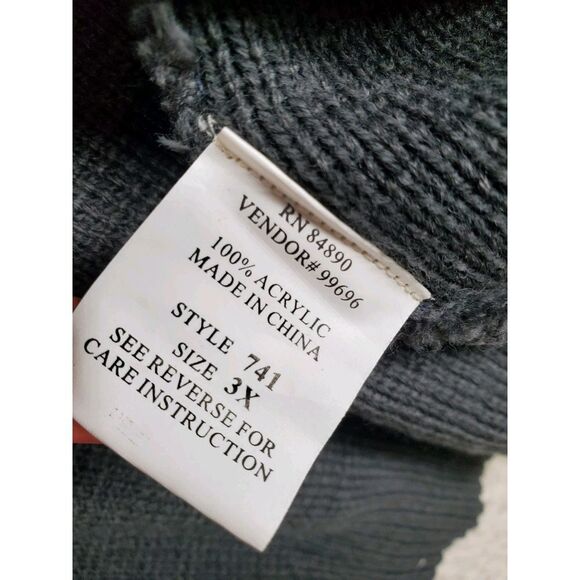 Haband Sweater Jacket Zip-Up Fair Isle Cardigan Mens 3XL Green White Grandpacore - Picture 9 of 15